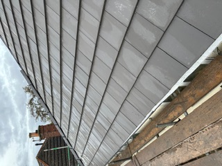 New grey tile installation